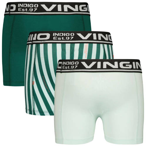 VINGINO boxershort Stripe set an 3 groen lichtgroen Jongens Stretchkatoen 110 116