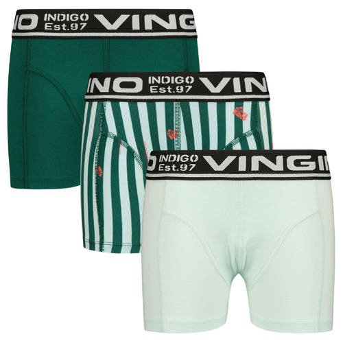 Vingino boxershort Stripe - set an 3 groen/lichtgroen Jongens Stretchkatoen
