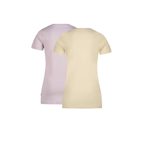 VINGINO T-shirt set van 2 lila ecru Paars Jongens Katoen V-hals Effen 128