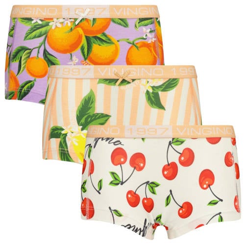 Vingino short Fruit - set van 3 multicolor Slip Meisjes Stretchkatoen All over print