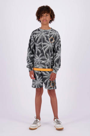 sweater Nintas met all over print grijs/ecru