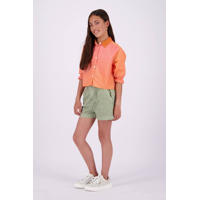 thumbnail: Groene meisjes Vingino casual short Riska van katoen met regular waist, rits- en knoopsluiting en effen