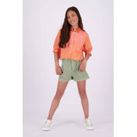 thumbnail: Groene meisjes Vingino casual short Riska van katoen met regular waist, rits- en knoopsluiting en effen