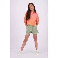 thumbnail: Groene meisjes Vingino casual short Riska van katoen met regular waist, rits- en knoopsluiting en effen