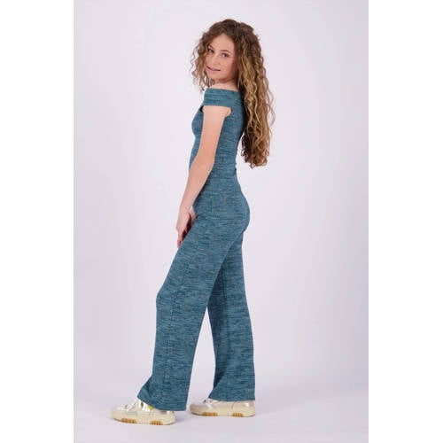VINGINO gemêleerde off shoulder top Ilena petrol Blauw Melée 128