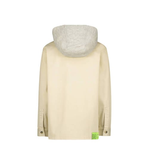 VINGINO overshirt Lior met capuchon ecru grijs melange Overhemd Effen 164