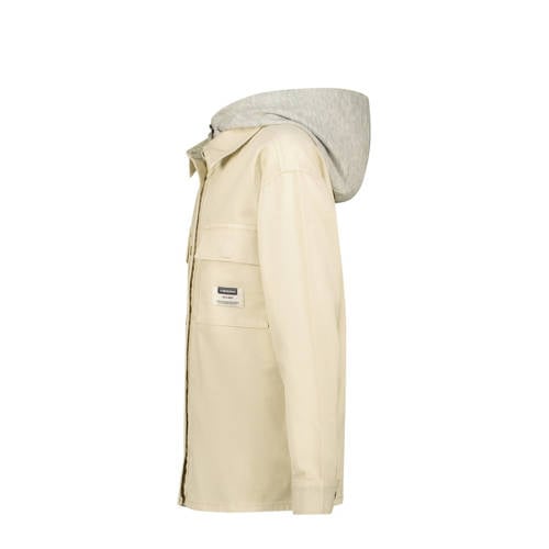 VINGINO overshirt Lior met capuchon ecru grijs melange Overhemd Effen 164