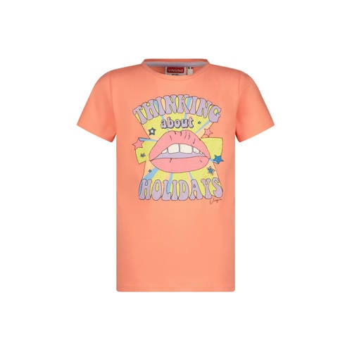 Vingino T-shirt met printopdruk oranje Meisjes Katoen Ronde hals Printopdruk