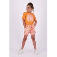 thumbnail: Oranje en roze meisjes Vingino casual short Rondha van katoen met elastische tailleband met koord