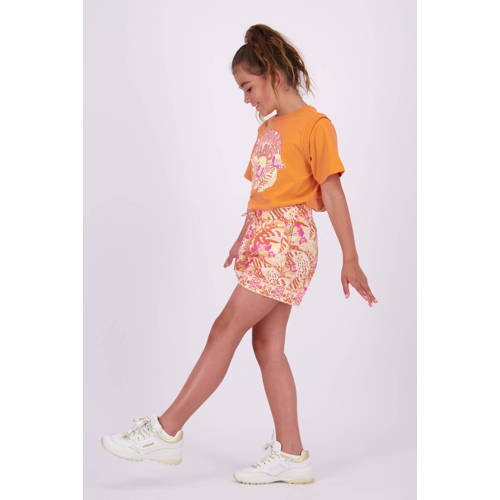 VINGINO casual short Rondha met all over print oranje roze Korte broek Meisjes Katoen 128