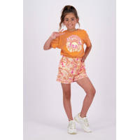 thumbnail: Oranje en roze meisjes Vingino casual short Rondha van katoen met elastische tailleband met koord