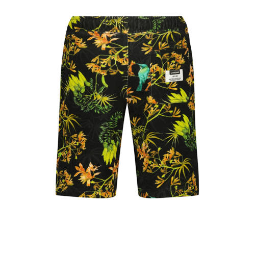 VINGINO sweatshort Ralli met all over print zwart neon geel oranje Korte broek 164