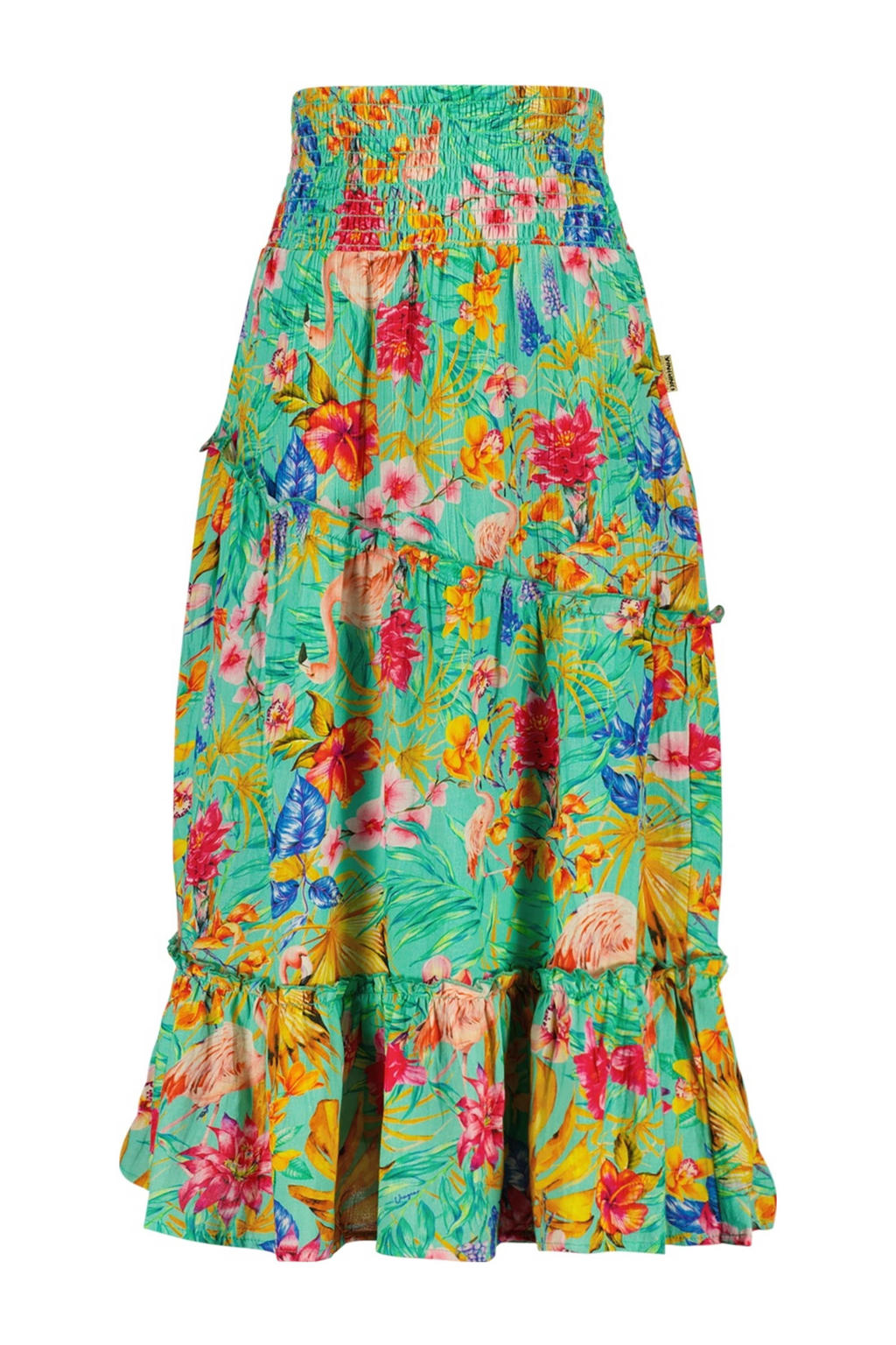 Groen en multikleurige meisjes Vingino gebloemde rok Qisanne multicolor gemaakt van viscose en met elastische tailleband