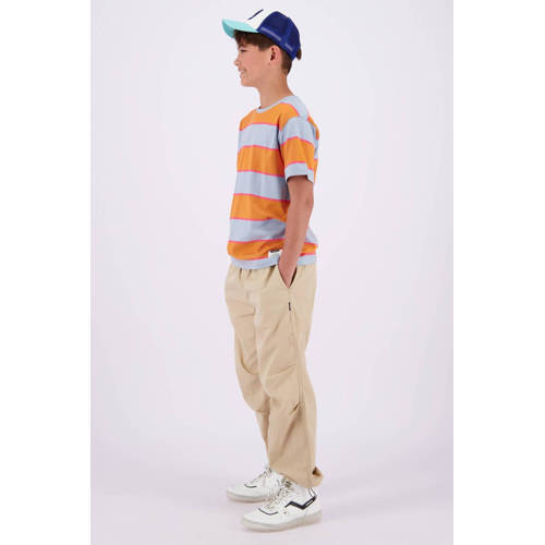 VINGINO gestreept T-shirt Hifo lichtblauw oranje Jongens Katoen Ronde hals 128