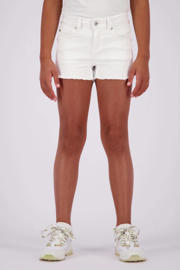 thumbnail: Witte meisjes Vingino short Daizy special white van stretchdenim met rits- en knoopsluiting en effen