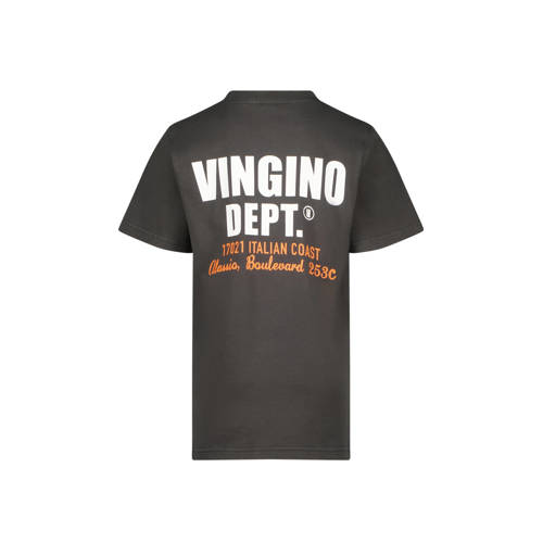 VINGINO T-shirt Jary met backprint donkergrijs Jongens Katoen Ronde hals 128