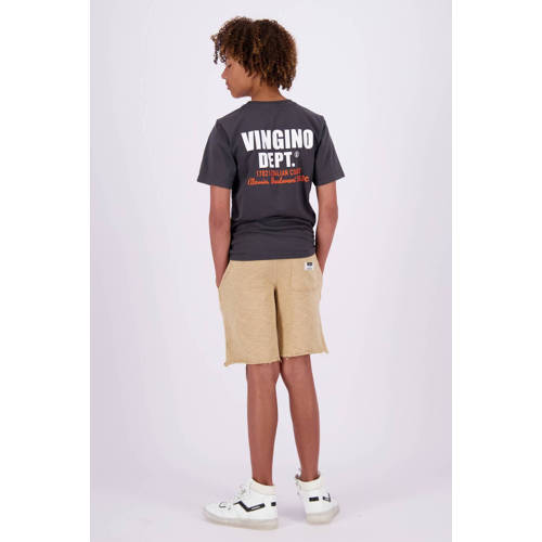 VINGINO T-shirt Jary met backprint donkergrijs Jongens Katoen Ronde hals 128