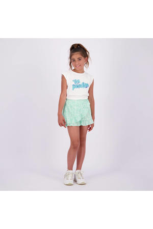 skort Rianna met all over print en volant mintgroen/wit