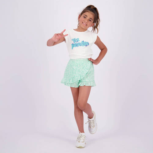 VINGINO skort Rianna met all over print en volant mintgroen wit Rok Meisjes Katoen 140