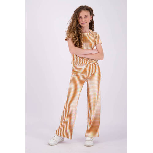 VINGINO gestreepte broek Sila lichtbruin wit Meisjes Polyester Streep 128