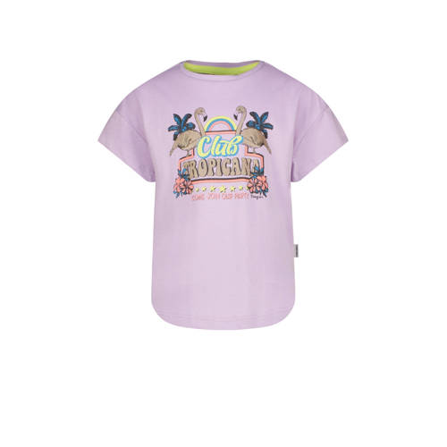 Vingino T-shirt Hilya met printopdruk lila Paars Meisjes Katoen Ronde hals