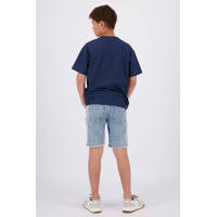 thumbnail: Donkerblauwe jongens Vingino T-shirt Hinjek van stretchkatoen met effen, korte mouwen en ronde hals