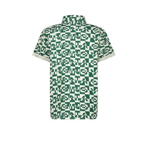 VINGINO overhemd Lampo met all over print groen wit Jongens Katoen Klassieke kraag 152