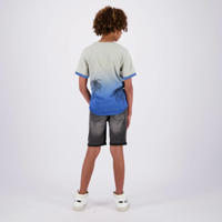 thumbnail: Blauw en lichtgrijze jongens Vingino T-shirt van katoen met korte mouwen en ronde hals