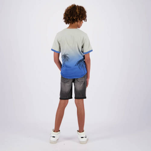 VINGINO T-shirt met all over print blauw lichtgrijs Jongens Katoen Ronde hals 128