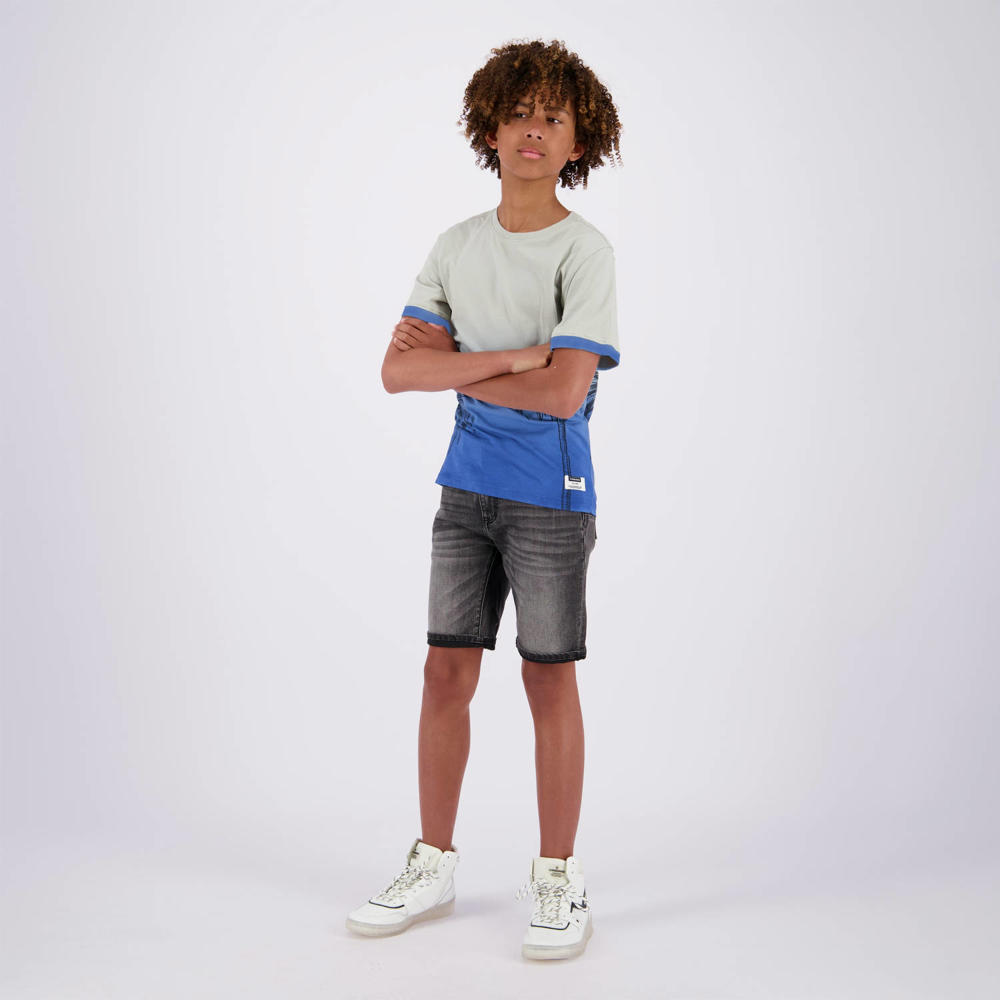 Vingino T-shirt met all over print blauw/lichtgrijs