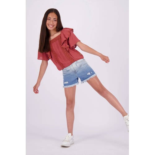 VINGINO T-shirt Lilah donkerrood Top Meisjes Viscose Vierkante hals Effen 152