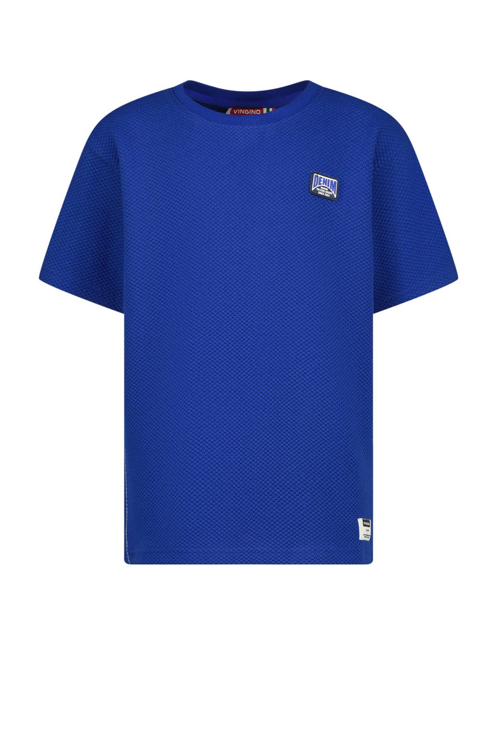 Blauwe jongens Vingino T-shirt Hasta van katoen met effen, korte mouwen en ronde hals