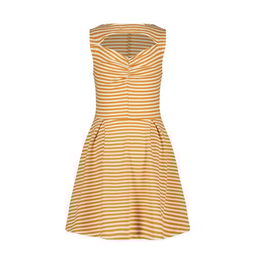 VINGINO gestreepte jurk Pessy lichtbruin wit Meisjes Polyester Ronde hals 176