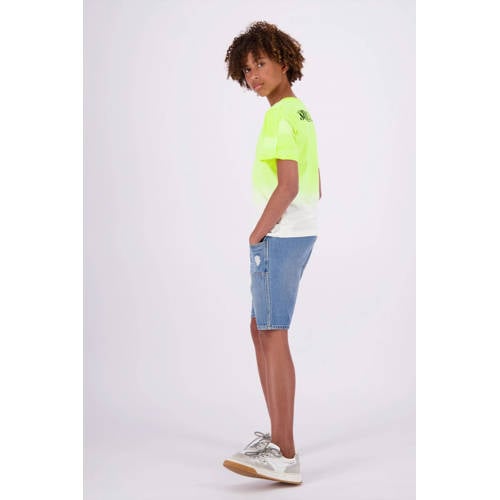 VINGINO T-shirt Hermo met backprint neon geel offwhite Jongens Katoen Ronde hals 176