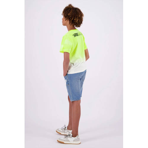 VINGINO T-shirt Hermo met backprint neon geel offwhite Jongens Katoen Ronde hals 176
