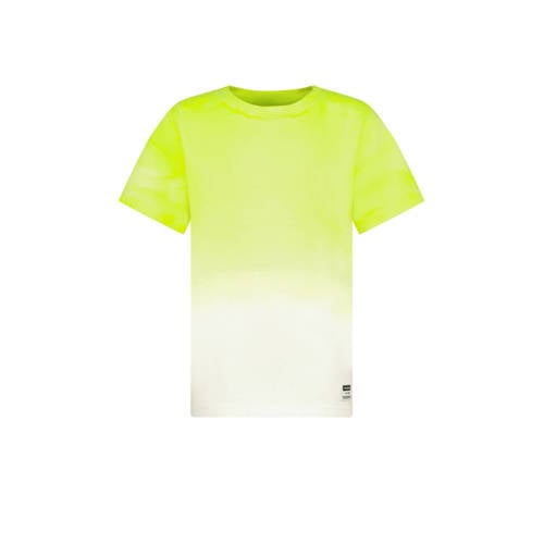 Vingino T-shirt Hermo met backprint neon geel/offwhite Jongens Katoen Ronde hals