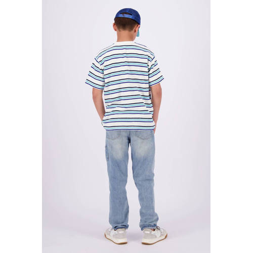 VINGINO gestreept T-shirt Hoss wit lichtblauw Jongens Katoen Ronde hals 128