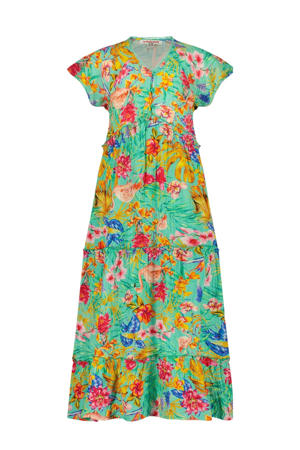 gebloemde maxi jurk Parisa groen/multicolor