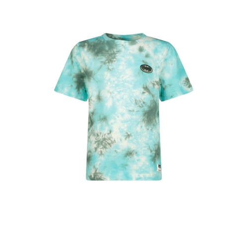 Vingino T-shirt Houc met all over print aquablauw/groen Jongens Katoen Ronde hals
