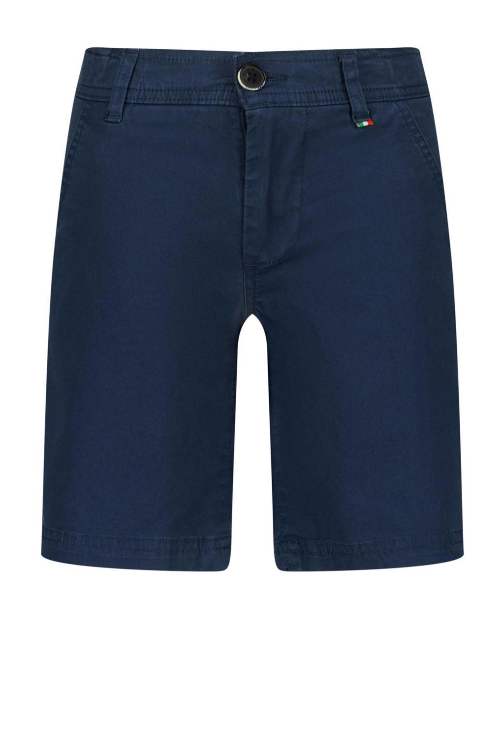 Blauwe jongens Vingino regular fit chino short Bermuda Taormina van stretchkatoen met effen