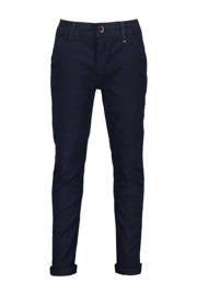 thumbnail: Blauwe jongens Vingino regular fit broek Torino van katoen met knoopsluiting en effen