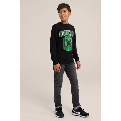 WE Fashion Minecraft sweater zwart groen Personage 98 104