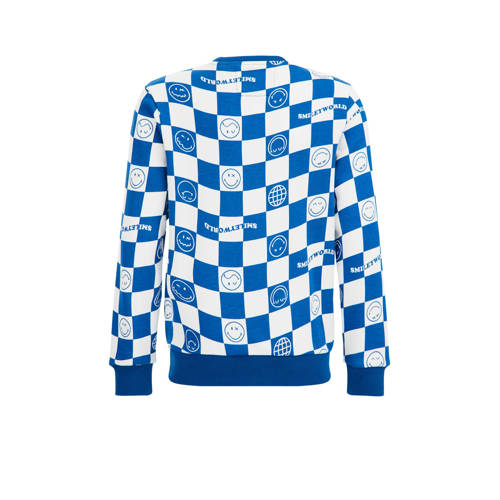 WE Fashion geruite sweater blauw wit Ruit 98 104