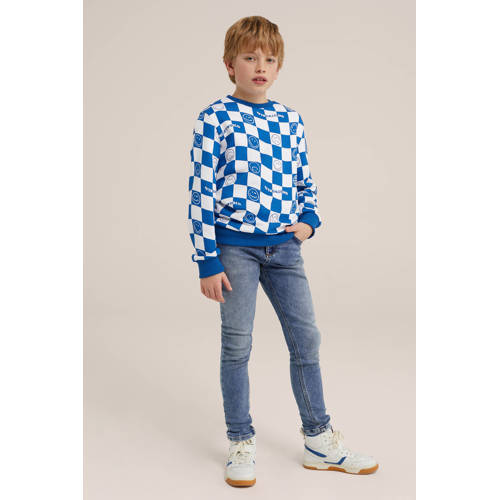 WE Fashion geruite sweater blauw wit Ruit 98 104