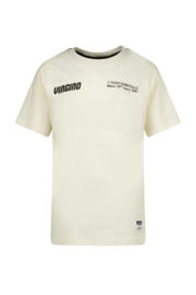 thumbnail: Witte jongens Vingino T-shirt Hezor van stretchkatoen met printopdruk, korte mouwen en ronde hals