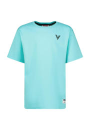 thumbnail: Blauwe jongens Vingino T-shirt Hodd van stretchkatoen met printopdruk, korte mouwen en ronde hals