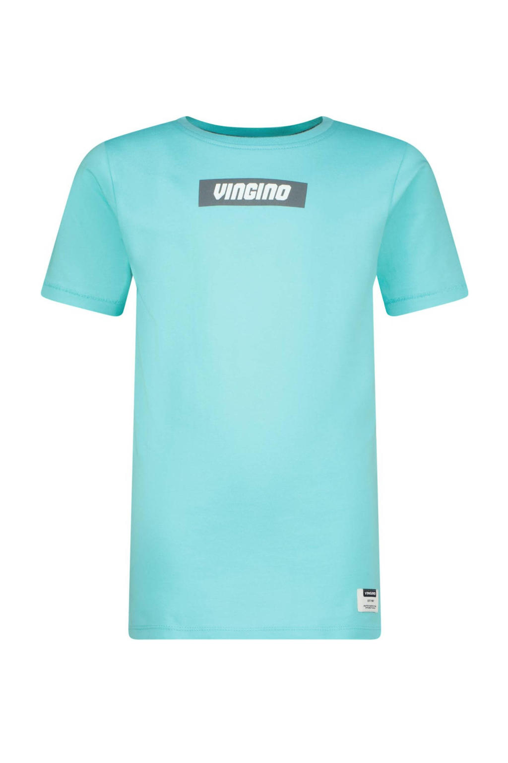 Blauwe jongens Vingino T-shirt Hifot van stretchkatoen met printopdruk, korte mouwen en ronde hals