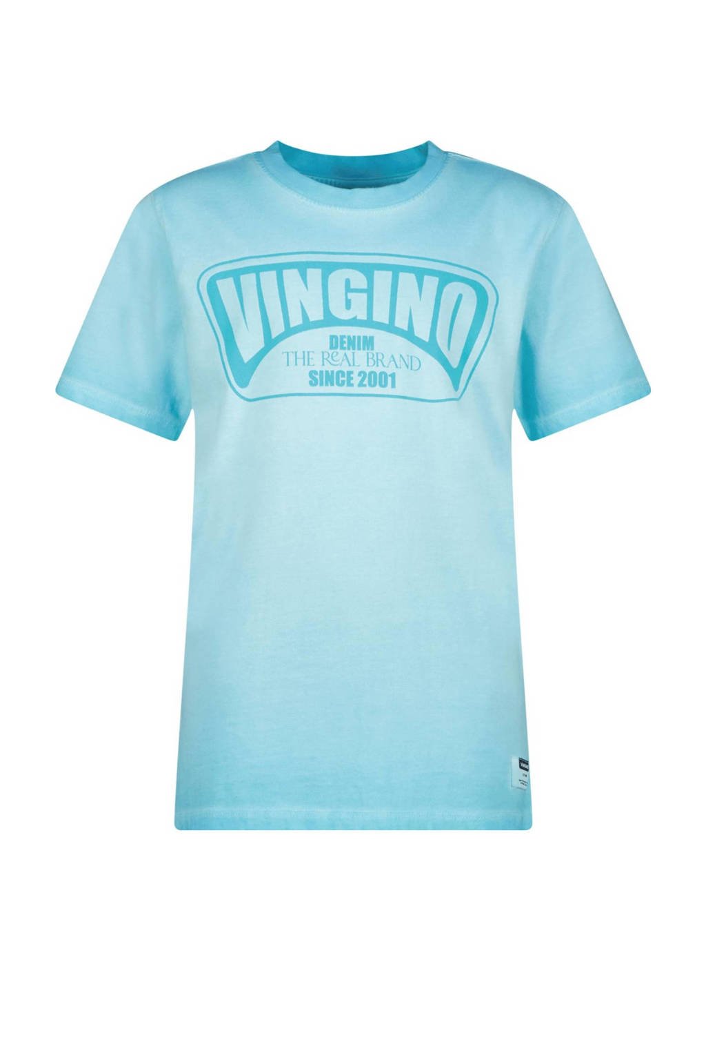 T-shirt Hapo met logo aquablauw