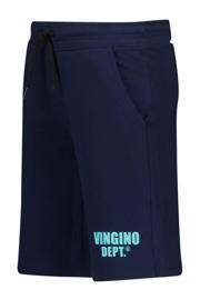 thumbnail: Donkerblauwe jongens Vingino sweatshort Ramto van katoen met elastische tailleband met koord en logo dessin