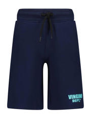 thumbnail: Donkerblauwe jongens Vingino sweatshort Ramto van katoen met elastische tailleband met koord en logo dessin